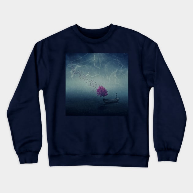 lonely boy floating Crewneck Sweatshirt by psychoshadow